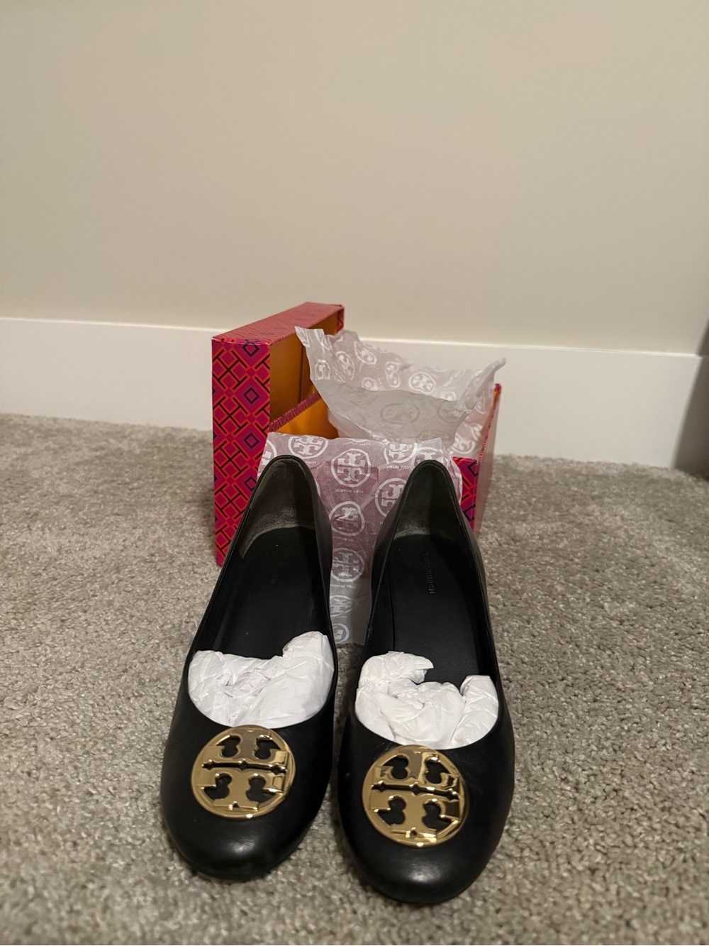 Tory Burch Chelsea 50mm Black Nappa Leather Pumps Size 7.5